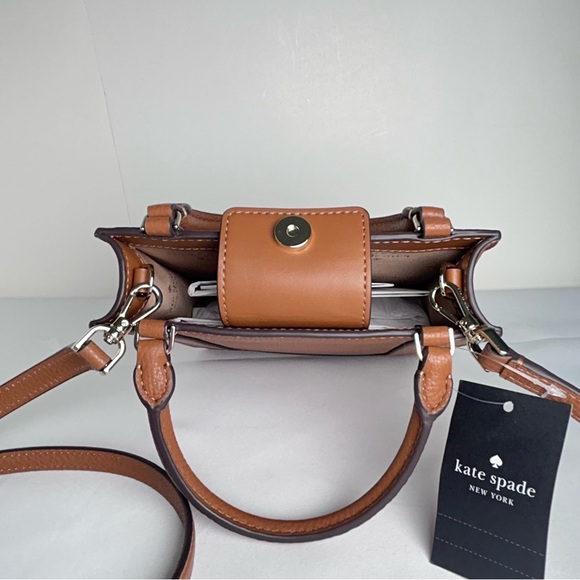 Kate Spade Lena Mini Tote Pebbled Leather Crossbody Tote Warm Ginger K1884 - Picture 6 of 9